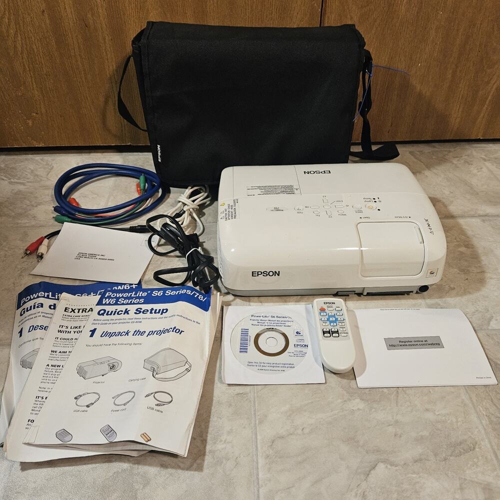 Epson PowerLite 78 LCD Projector H284A Bundled Kit 2200 Lumens Tested Works Case